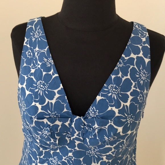 BODEN Size 12R Blue with White Printed sleeveless dress - Picture 2 of 6